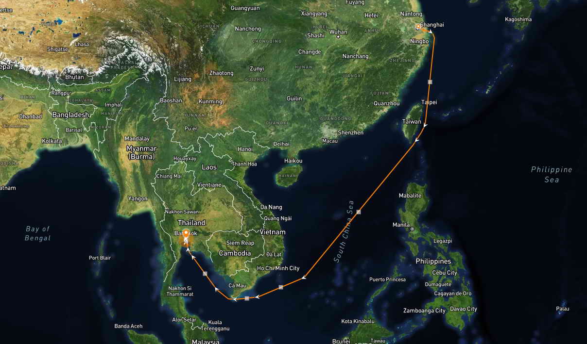 Envio de fio de cobre da China para Bangkok - A rota