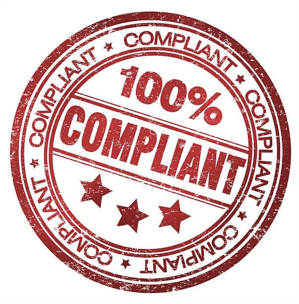 100% compliance stamp representing COC certification for international shipping.