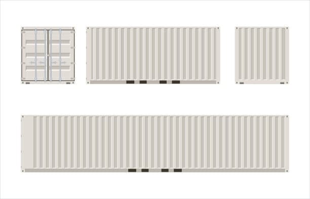 Top and side view illustrations comparing 20-foot and 40-foot shipping containers.