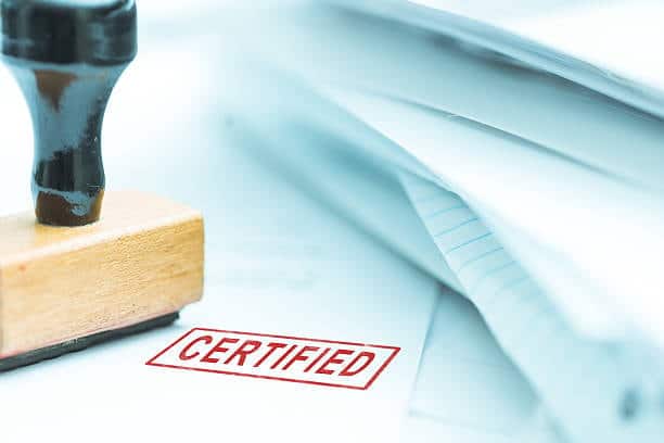 Certified documentation confirming compliance for COC shipping.