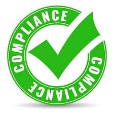 Green compliance badge symbolizing successful COC certification for shipping.