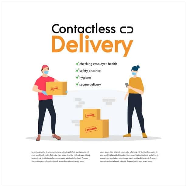 Illustration of contactless delivery process reflecting modern CPT delivery practices.