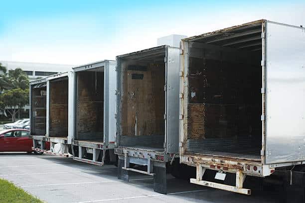 Empty trailers parked and ready for freight out loading operations.