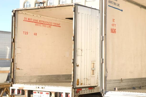 Empty truck trailer ready for outbound freight loading.