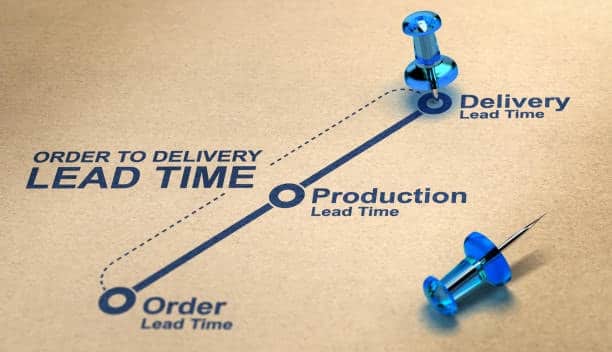 Timeline showing order to delivery lead time for shipments from Canada to the US.