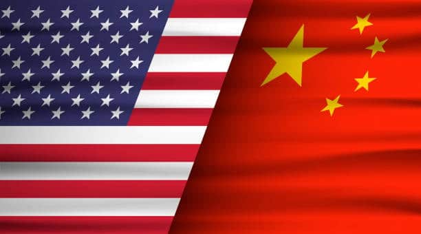 United States and China flags symbolizing international trade agreements, tariffs, and customs duty policies.