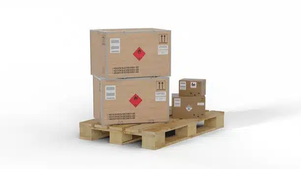 Proper packaging of dangerous goods shipment on pallets