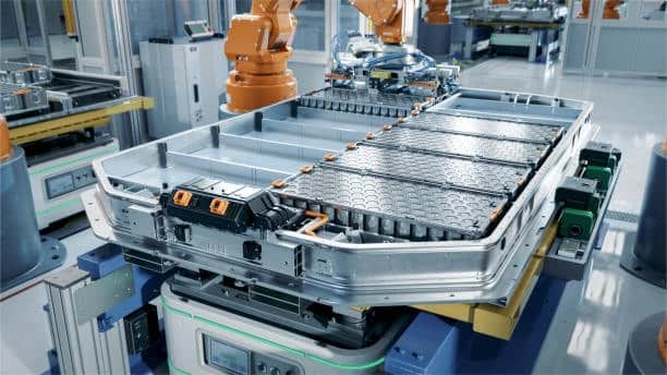 Electric vehicle lithium-ion battery pack prepared for shipment