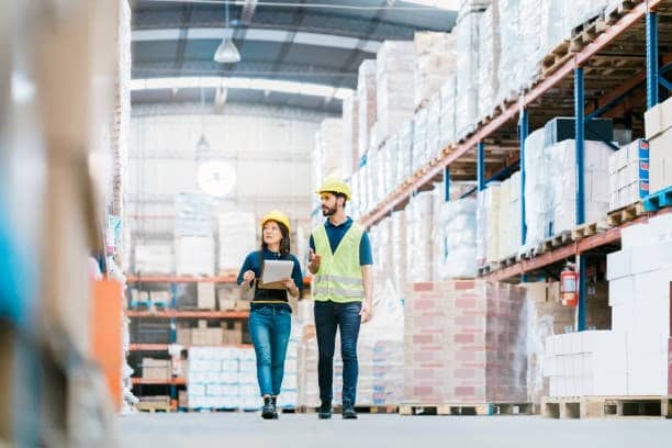 Workers overseeing freight handling for goods imported from France.