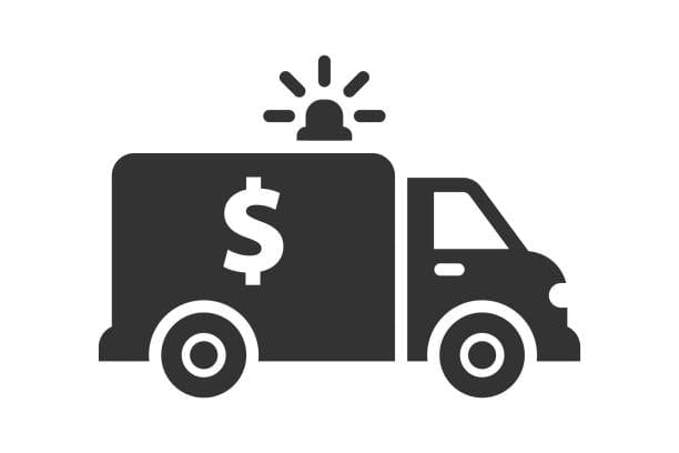Icon showing secured transport of import fees and shipping costs.