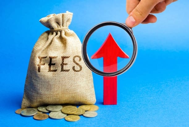 Bag of fees with coins and magnifier symbolizing analysis of Japan import costs.