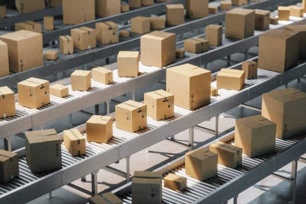 Parcels on conveyor system for importing from France