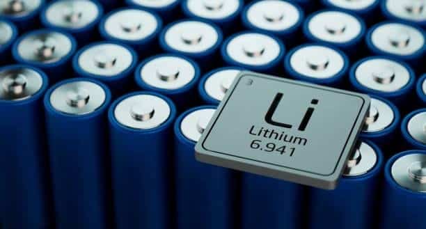 Lithium battery cells with lithium element symbol for shipping