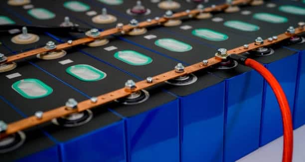 Close-up of lithium-ion battery pack connection for shipping compliance