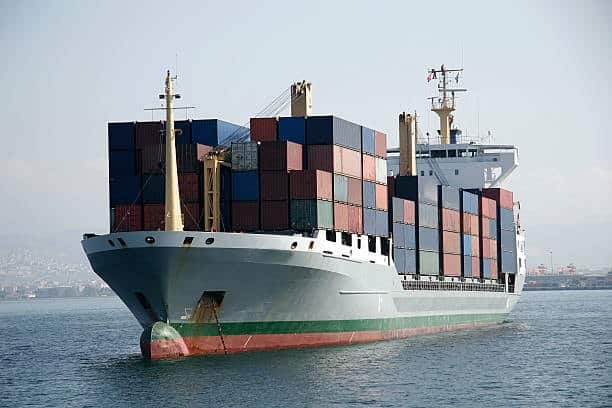 Medium-sized container ship carrying Twenty-foot Equivalent Units (TEUs)