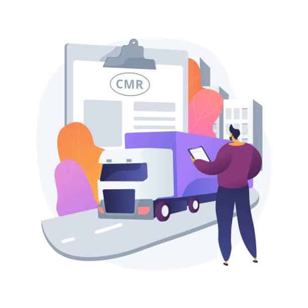 Illustration showing a truck and CMR transport documents similar to a Bill of Lading.